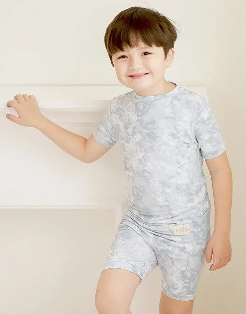 Tie Dye Powder Blue Bamboo Short Sleeve Pajamas