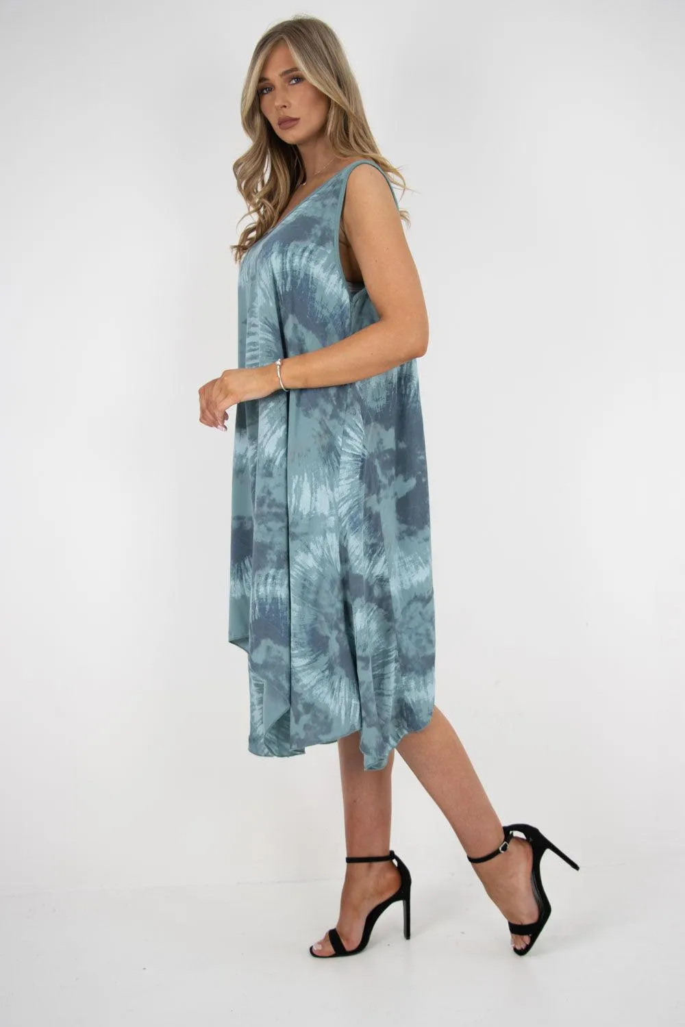 Tie Dye Print Vest Dress