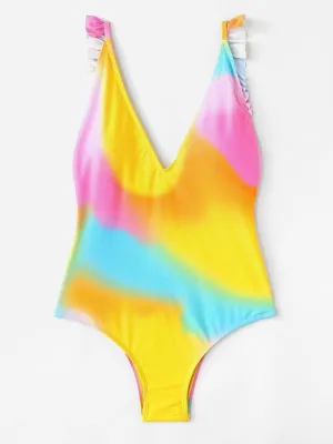 Tie Dye Ruffle Swimsuit