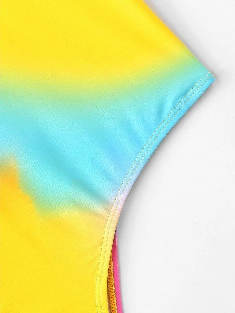 Tie Dye Ruffle Swimsuit