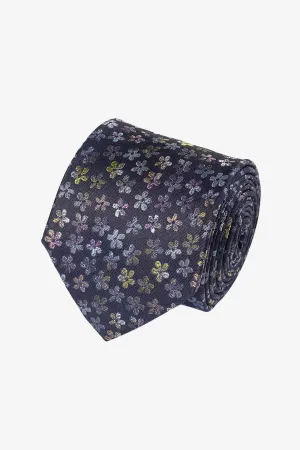 Tie - Silk mid blue small floral