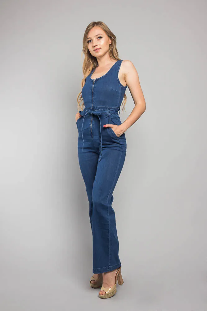 Tied Denim Jumpsuit