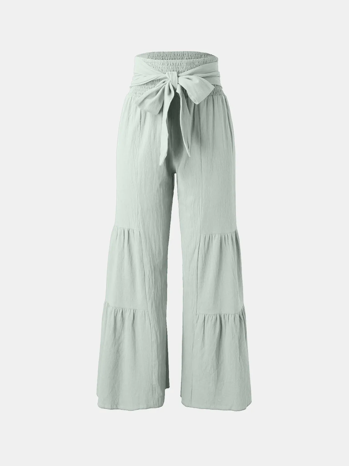 Tied Ruched Wide Leg Beach Pants