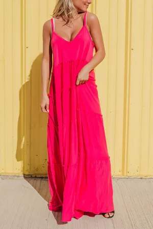 Tiered Pockets Slip Maxi Dress