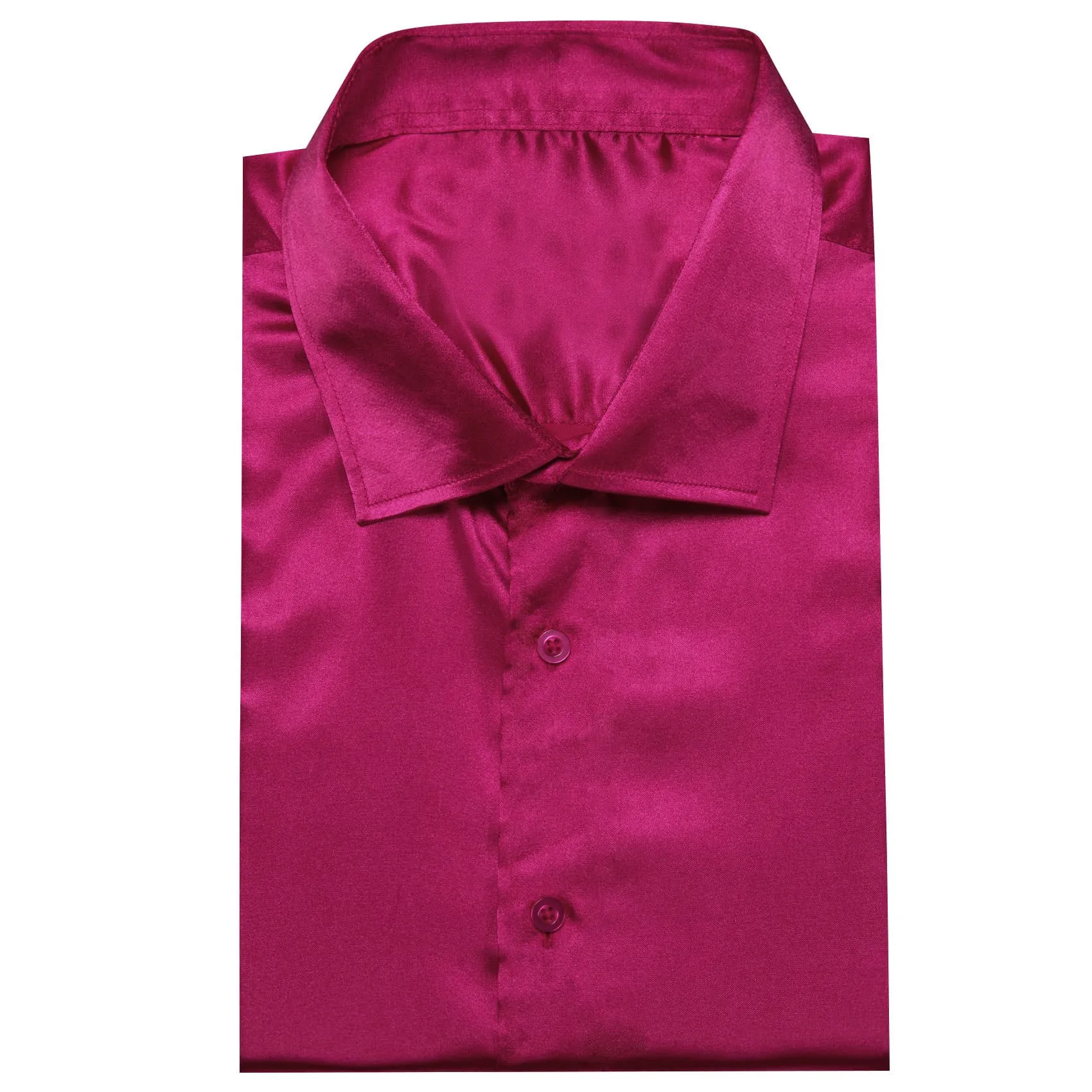 Ties2you Button Shirt Rich Maroon Pink Solid Satin Mens Long Sleeve Dress Shirt