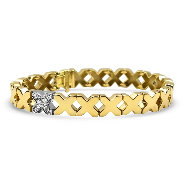 Tiffany & Co. Estate 18k Yellow & White Gold Angela Cummings Diamond "X" Bracelet