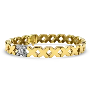 Tiffany & Co. Estate 18k Yellow & White Gold Angela Cummings Diamond "X" Bracelet