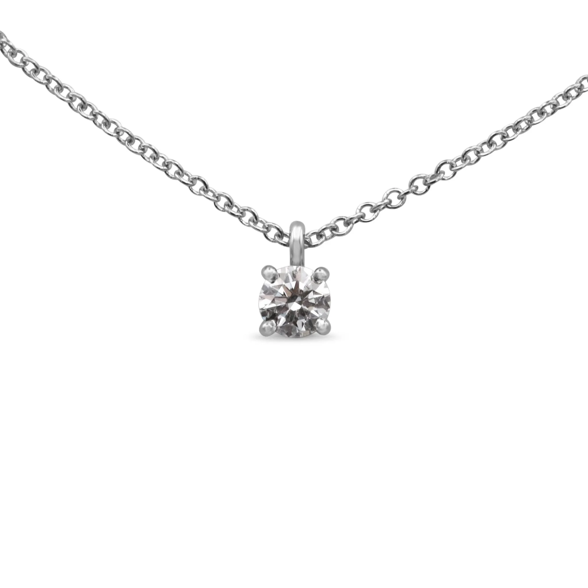 Tiffany Solitaire Diamond Pendant Necklace - Platinum