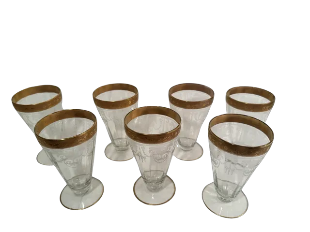 Tiffin Franciscan Gold Rimmed Glasses (Set of 7)