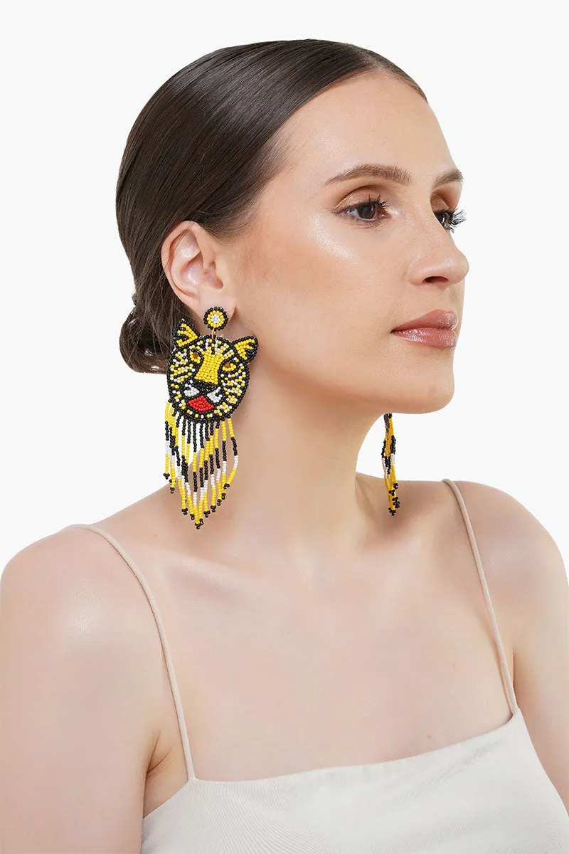 Tiger Beaded Earrings