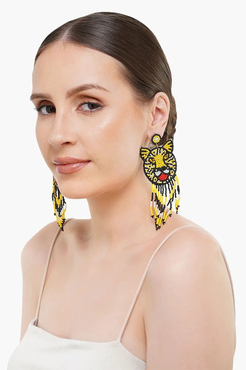 Tiger Beaded Earrings