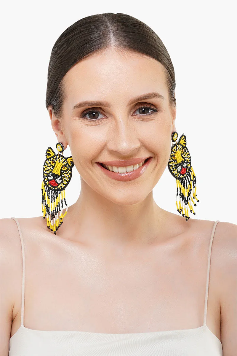 Tiger Beaded Earrings