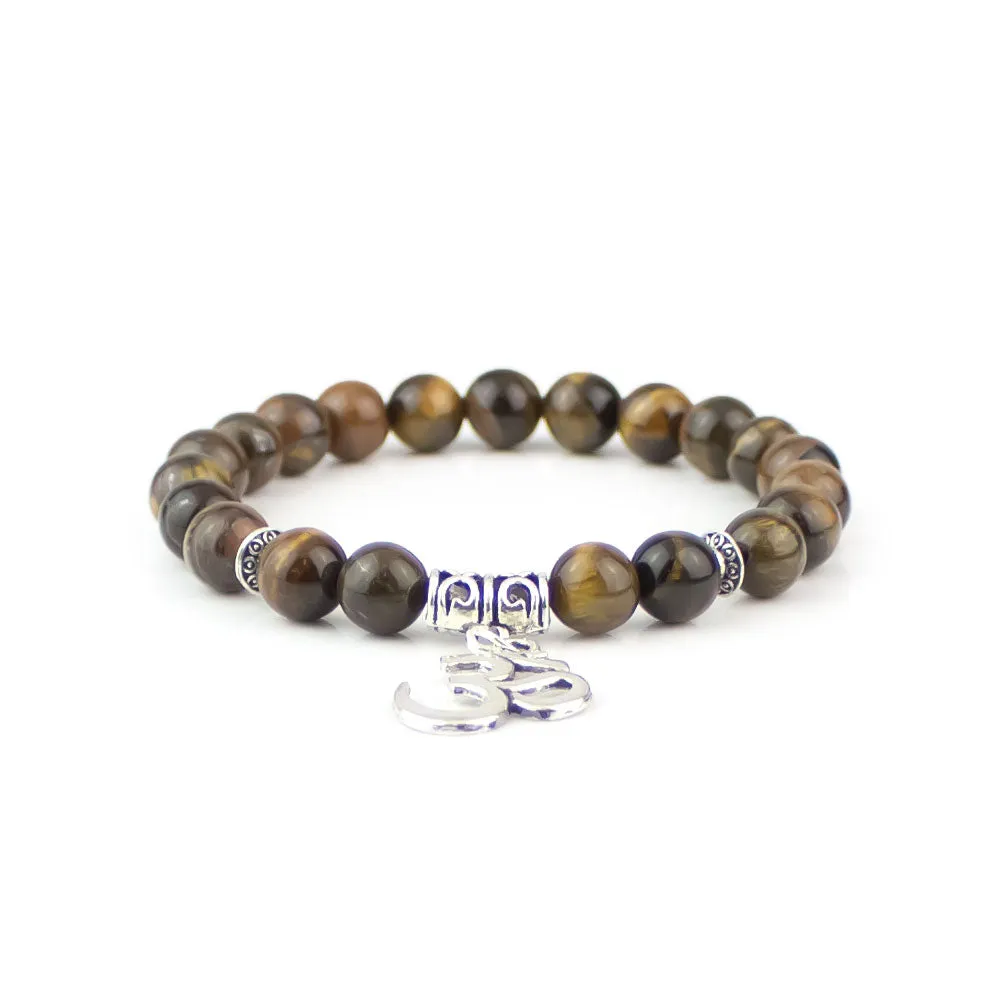 Tiger Eye Om Beaded Bracelet