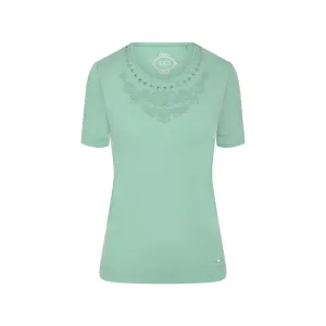 TIGI 10/12 Mint Embroidery Cutwork Neck Top