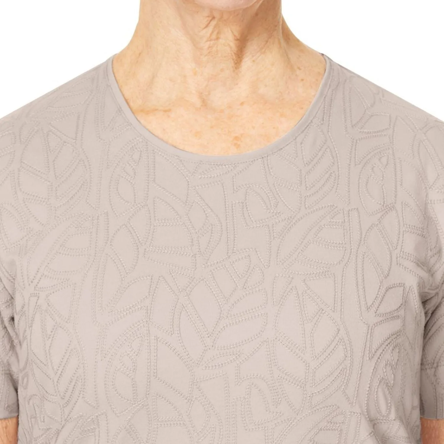 TIGI 14/16 All Over Stone Leaf Embroidered Top