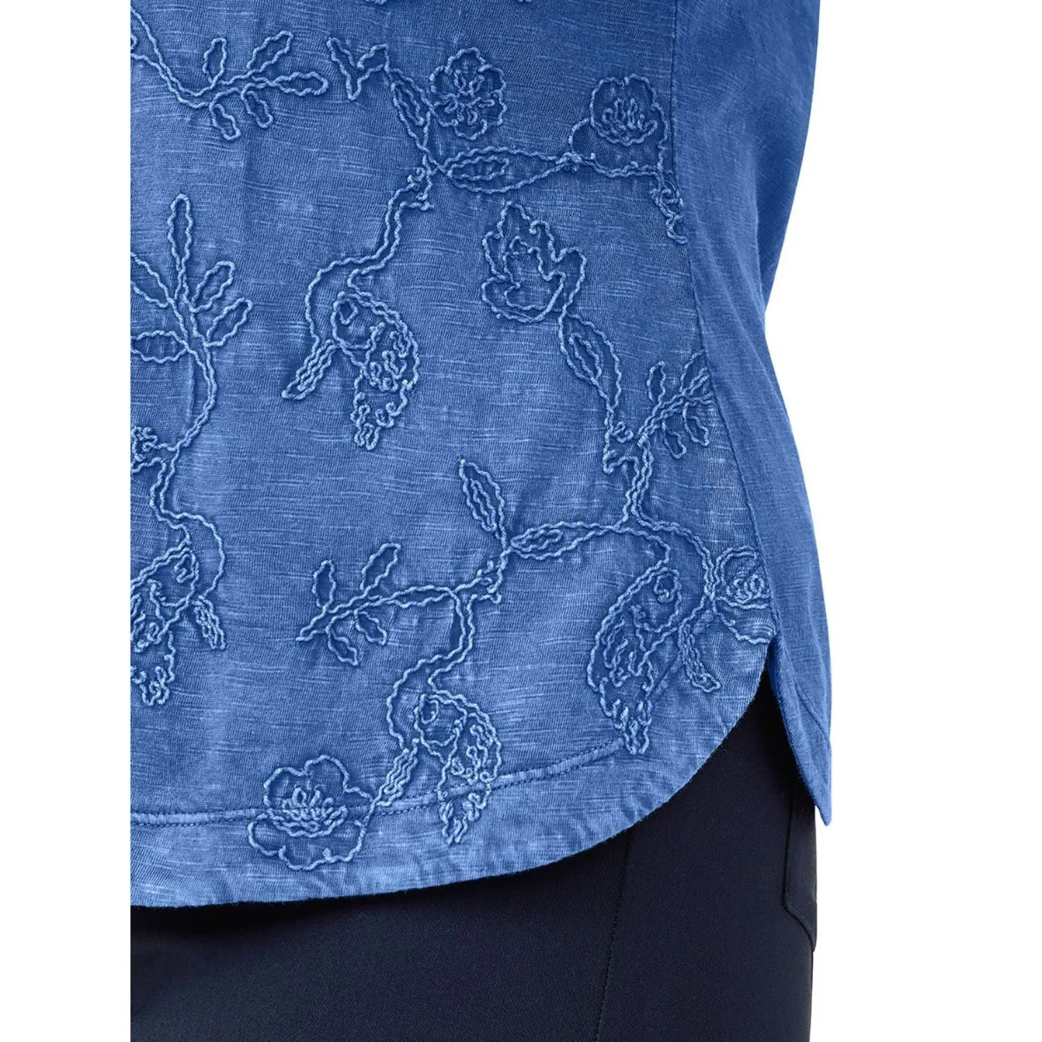 TIGI 14/16 Floral Peacock Embroidered Top