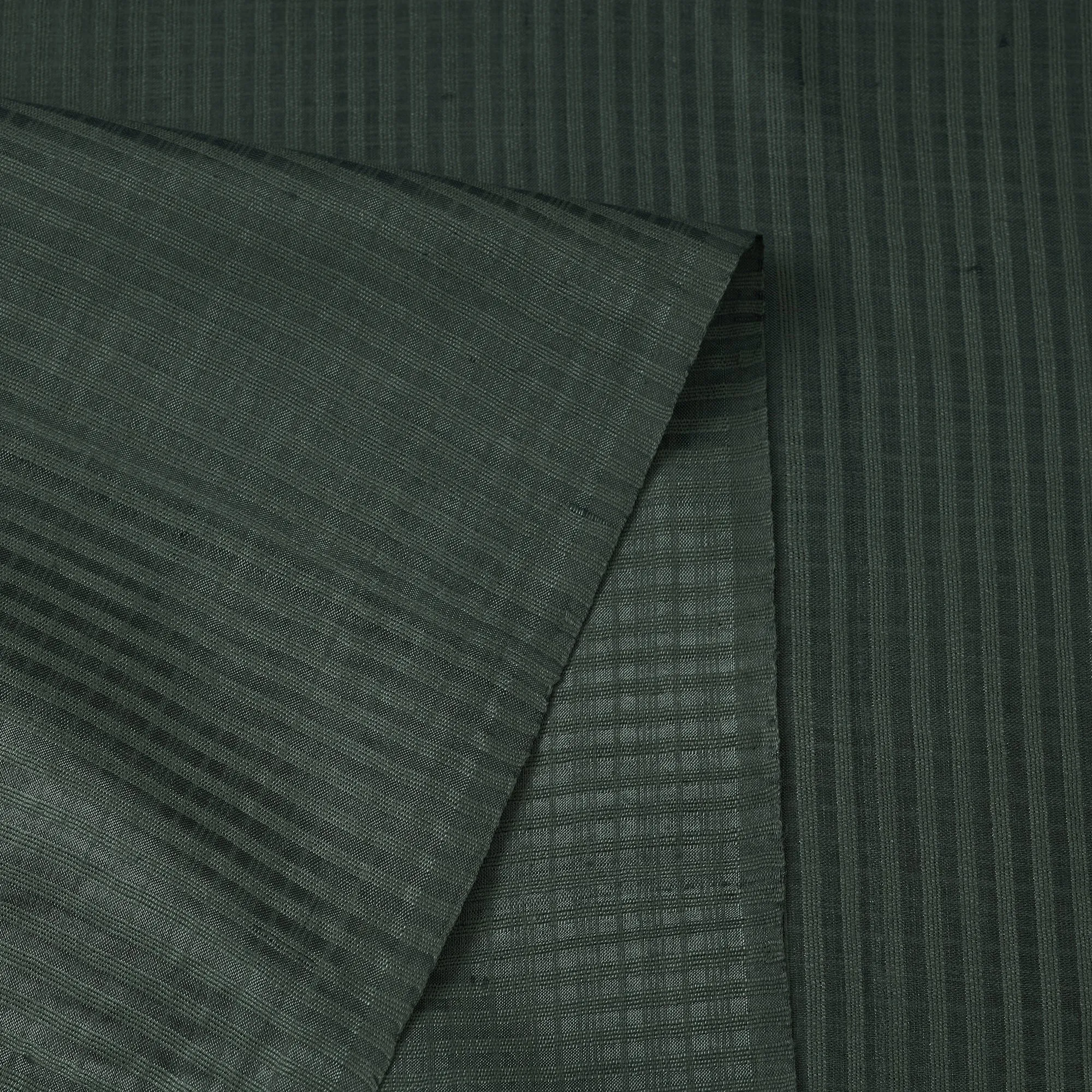 Timber Green - Vidarbha Tussar Silk Checks Handloom Fabric