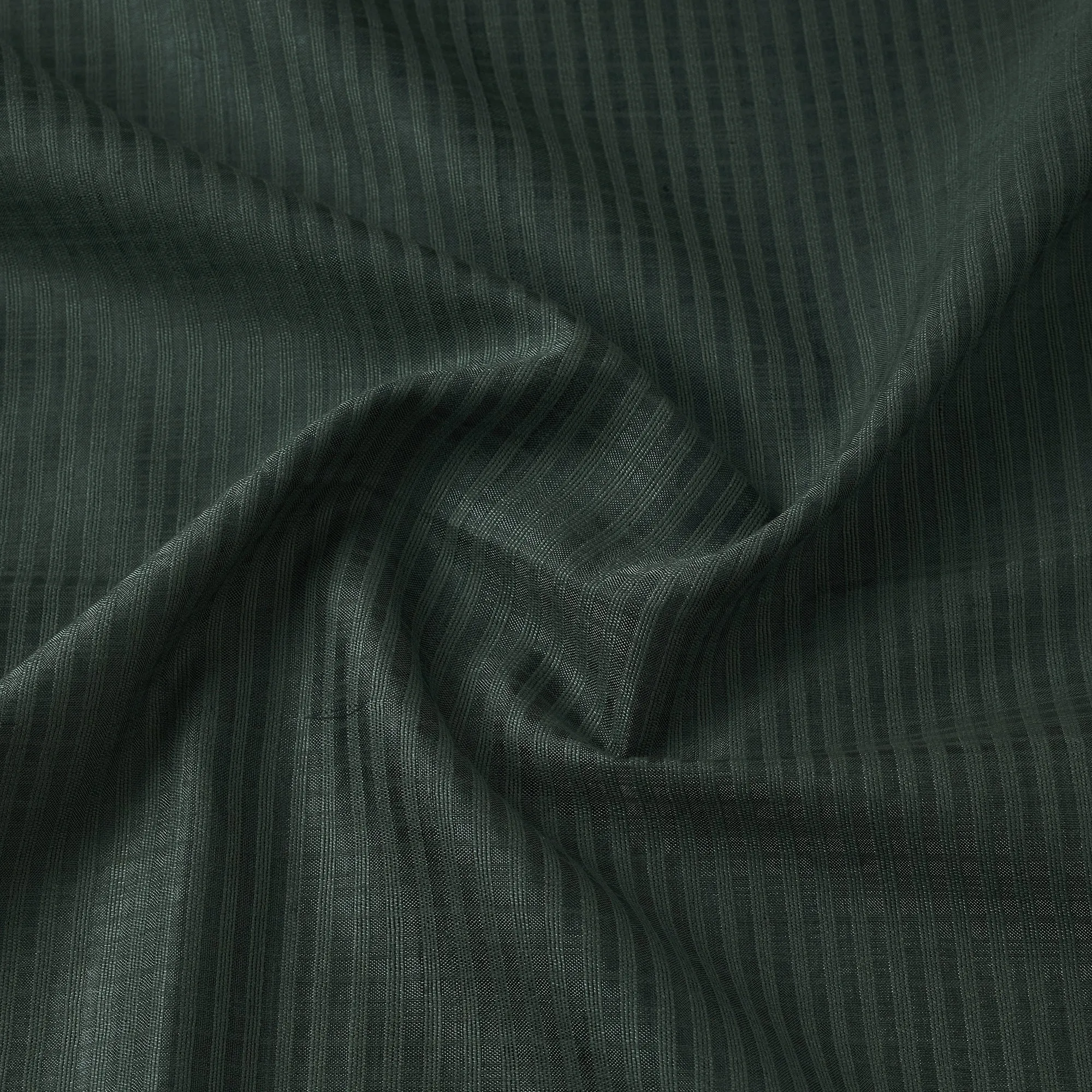 Timber Green - Vidarbha Tussar Silk Checks Handloom Fabric