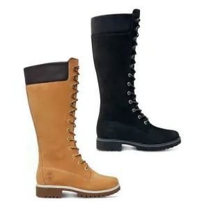 Timberland 14 Inch Tall Womens Ladies Waterproof Wheat Black Boots Size 4-8