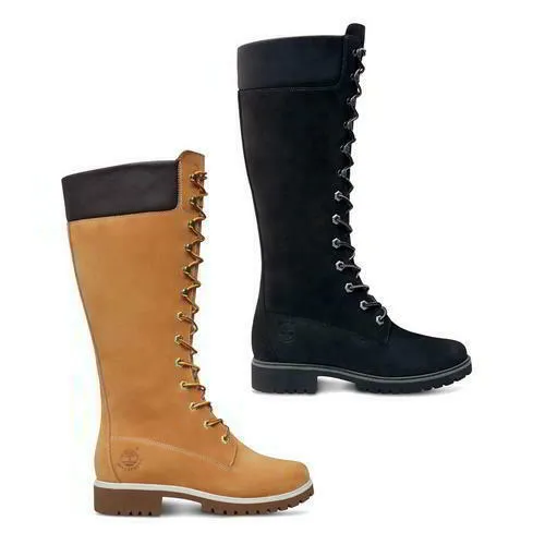 Timberland 14 Inch Tall Womens Ladies Waterproof Wheat Black Boots Size 4-8