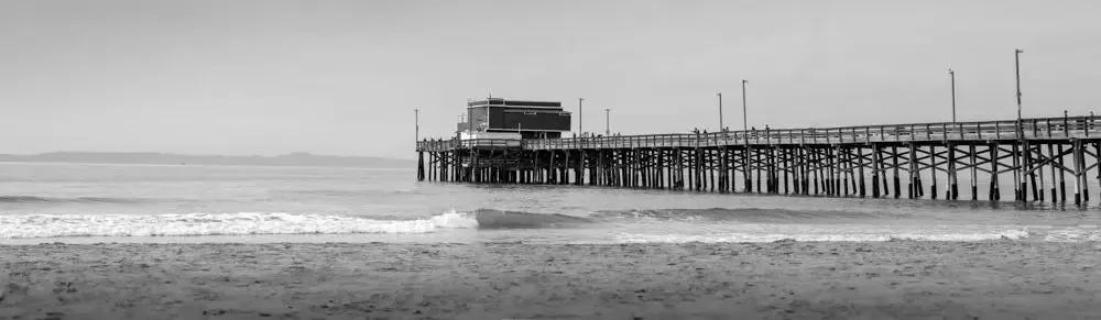 Timeless Beauty: Panoramic Vista of Newport Beach's Pier and Waves