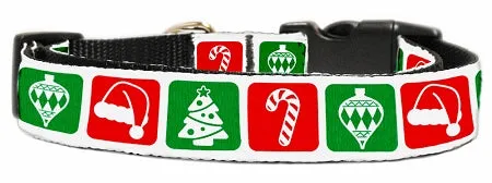 Timeless Christmas Nylon Dog Collar Medium Narrow