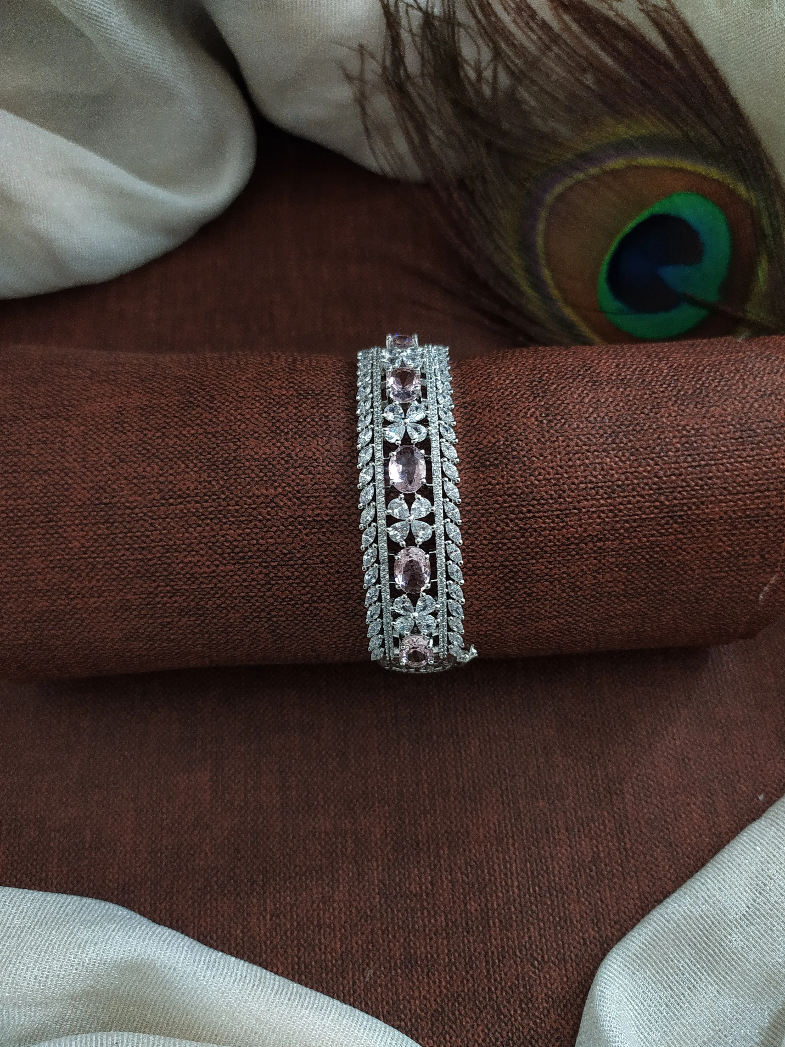 Timeless Elegance for Your Wrist: Silver Plated Zircon Kada Bracelets