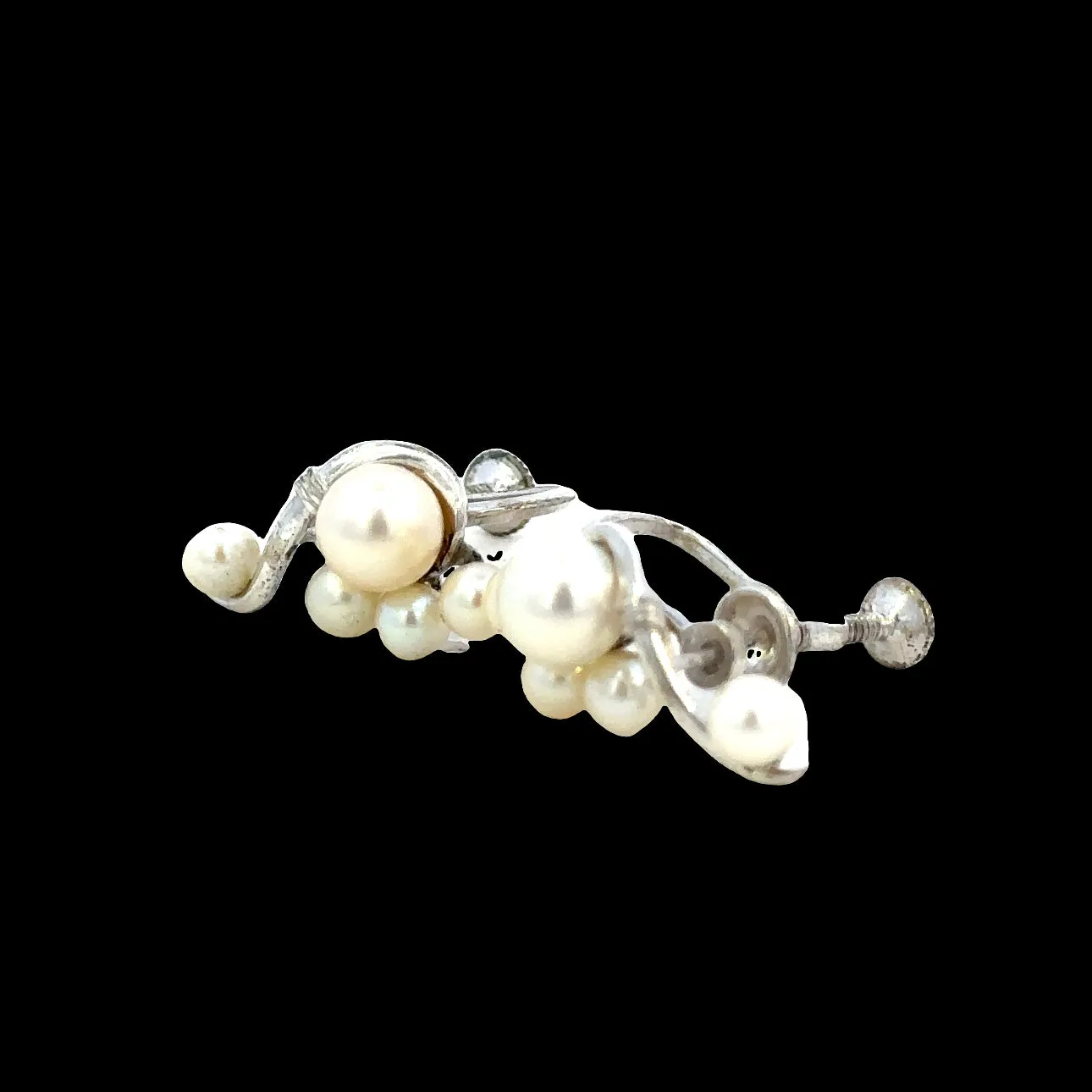 Timeless Elegance Silver Pearl Earrings presented in a Mikimoto Box