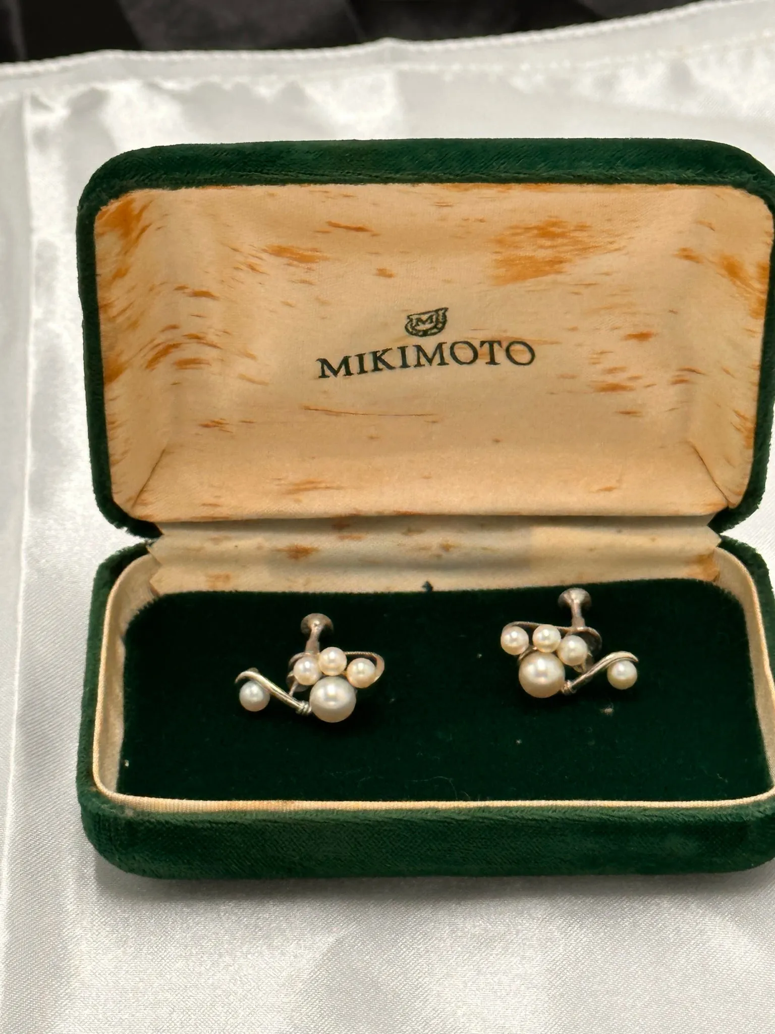 Timeless Elegance Silver Pearl Earrings presented in a Mikimoto Box