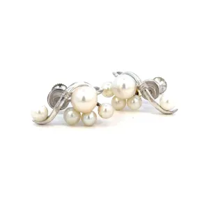 Timeless Elegance Silver Pearl Earrings presented in a Mikimoto Box