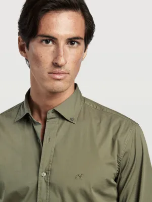 Timeless essential slim fit plain garment dye poplin shirt