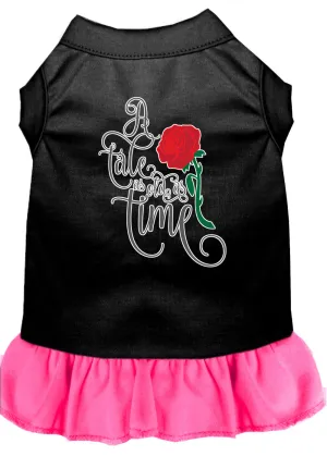 Timeless Tale Screen Print Dog Dress Black With Bright Pink Sm