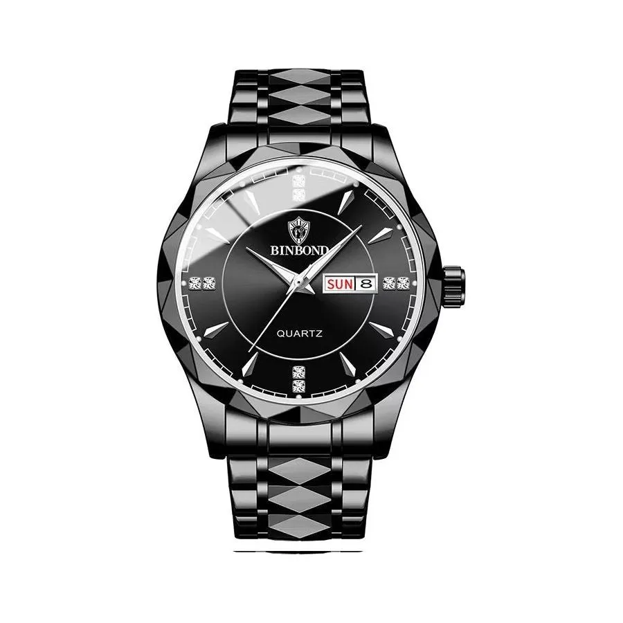 TimeTitan Quartz Calendar Watch with Stainless Band