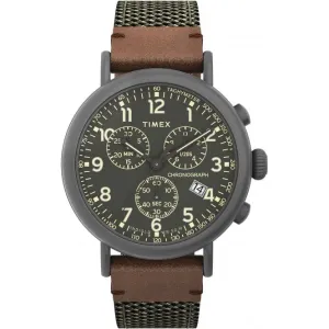 Timex Standard Chronograph Fabric and Leather Strap Watch TW2U89500