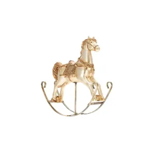 TIMSTOR Cavallo a Dondolo Piccolo 21x18cm Crema Oro Poliresina Decorazione Natalizia