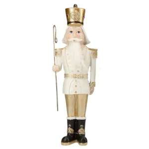 TIMSTOR Schiaccianoci Nutcracker 30,5cm Bianco Oro Poliresina Decorazione Natalizia