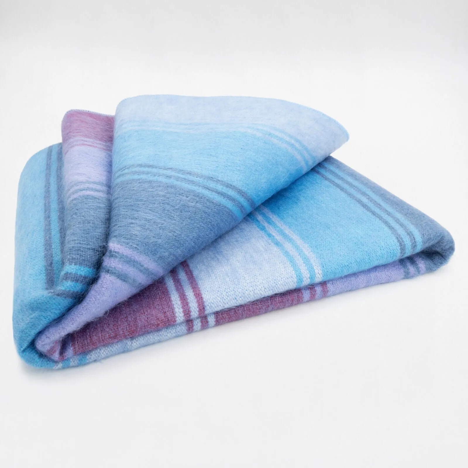 Tinizaray - Baby Alpaca Wool Throw Blanket / Sofa Cover - Queen 95 x 67 in - purple/turquoise colors