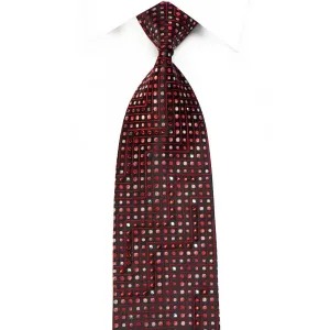 Tino Cosma Men's Crystal Rhinestone Silk Necktie Red Chevron Dots On Black With Sparkles