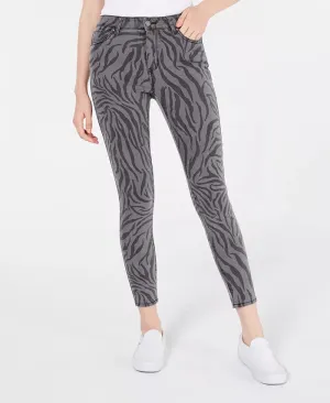 Tinseltown Juniors' Zebra-Print Skinny Jeans Gray Size 5