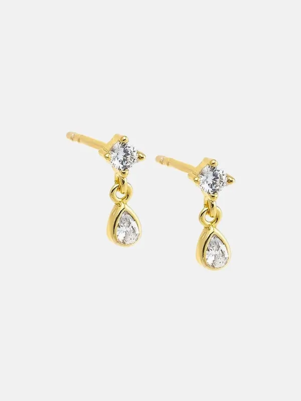 Tiny CZ Shaker Charm Stud Earring