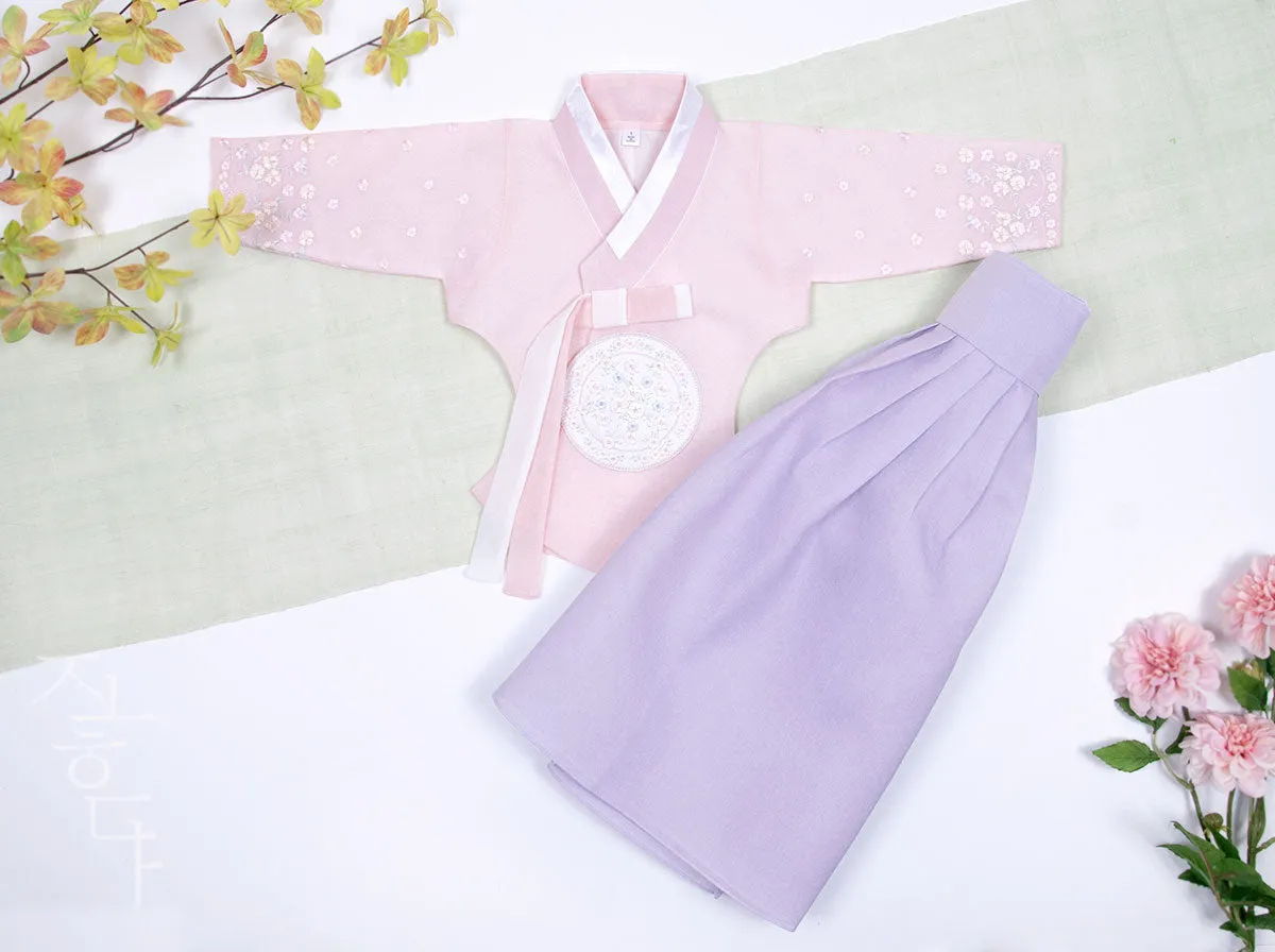 Tiny Wild Flower Baby Girl Hanbok in Purple