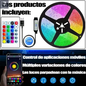 Tira LED 20 Mts RGB Control wireless, control remoto y Bluetooth