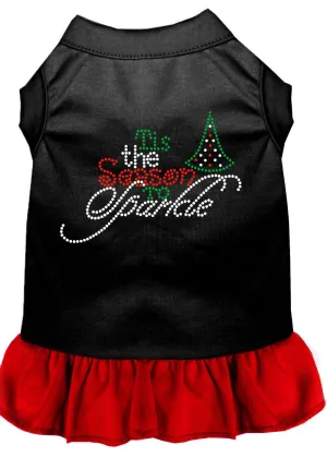 Tis The Season To Sparkle Rhinestone Dog Dress Black With Red Lg (14)