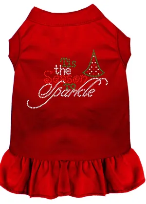 Tis The Season To Sparkle Rhinestone Dog Dress Red Med (12)