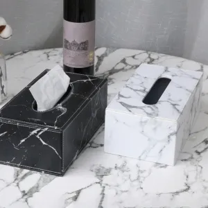 Tissue Box Cover - Marble Design Decor Tissue Box Holder - Rectangular Tissue Box - Bedroom Decor - Napkin Box Decoration