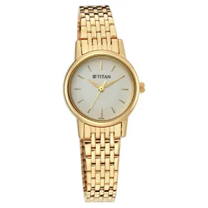 Titan Quartz Analog Women's Watch, White Dial Metal Strap, 2593YM02