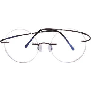 Titanium 46mm Round Rimless Flexible Eyeglasses A2007