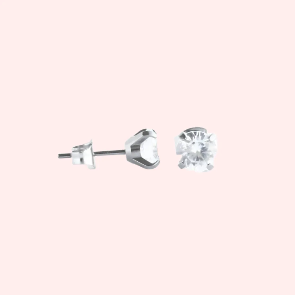 Titanium Prong Set CZ Hypoallergenic Earrings