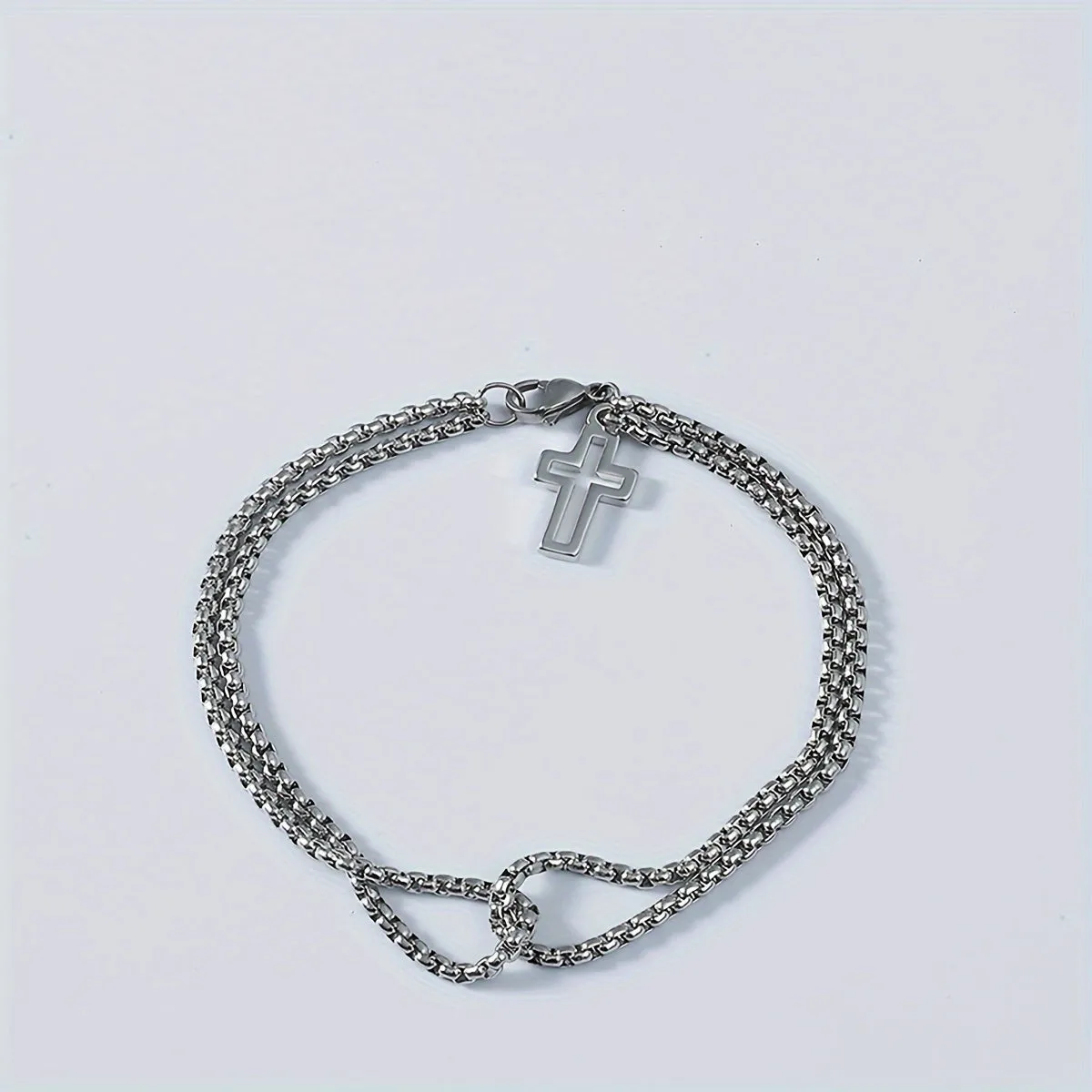 Titanium Steel Cross Bracelet Hip Hops Trendy Allmatch