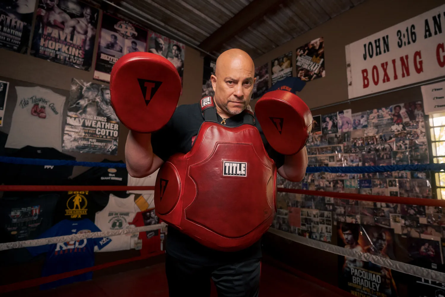 TITLE Boxing Blood Red Leather Body Protector